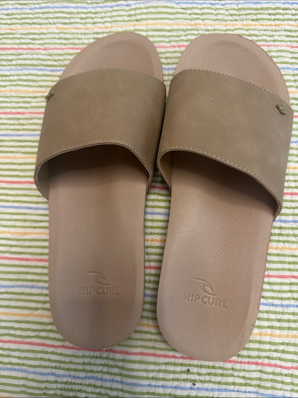 Slip-On Slide Sandals in Taupe - Picture 4 of 5
